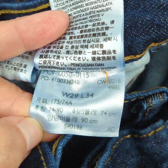 Levis 501 Jeans Mens 29x34 Blue Dark Wash Cotton Original Fit Button Fly - Picture 11 of 12